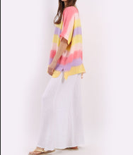 Load image into Gallery viewer, Italian Multicolored Striped Linen Lagenlook Top
