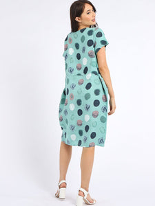 Italian Linen Polka Dot Lagenlook Shift Dress (5 Colors)