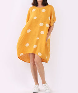 Italian Polka Dot Lagenlook Linen Dress
