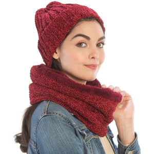 Chenille Lined Infinity Scarf & Hat Set - CeCe Fashion Boutique