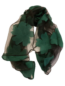 Sheer Flower Pattern Embroidery Scarf - Green - CeCe Fashion Boutique