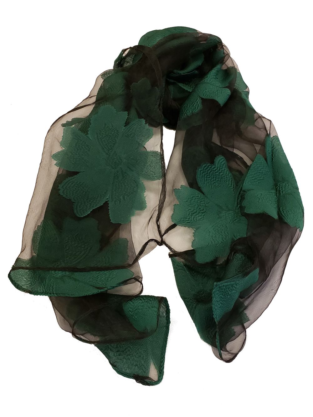 Sheer Flower Pattern Embroidery Scarf - Green - CeCe Fashion Boutique