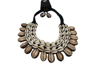African Shell Necklace & Earrings Set - CeCe Fashion Boutique