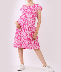 Italian Floral Linen Lagenlook Shift Dress (4 Colors)
