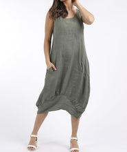 Load image into Gallery viewer, Italian Ribbed Sides Plain Linen Dress (4 Colors)
