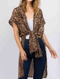 Snake Design Kimono With Side Slits - CeCe Fashion Boutique