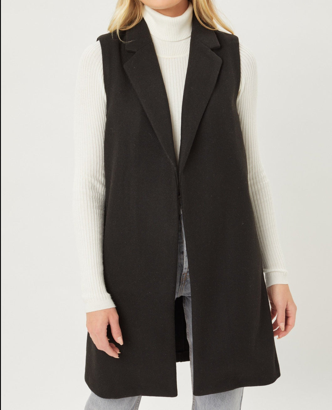 Solid Fleece Long Line Vest - CeCe Fashion Boutique
