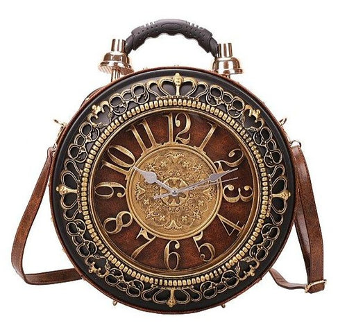 Real Alarm Clock Vintage Handbag (Brown) - CeCe Fashion Boutique