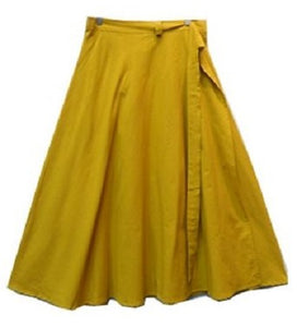 Wrap Skirt - Solid Print (Mustard) - CeCe Fashion Boutique