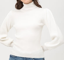 Load image into Gallery viewer, Rib Puff Sleeve Sweater (White) - CeCe Fashion Boutique
