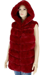 Fur Vest with Hood (3 Colors) - CeCe Fashion Boutique