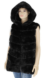 Fur Vest with Hood (3 Colors) - CeCe Fashion Boutique