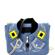 Load image into Gallery viewer, Bomber Jacket Theme Novelty Shoulder Bag Light-Denim - CeCe Fashion Boutique
